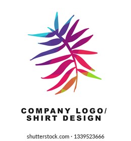 Vector Illustration Logo Design of Summer Leaf with Geometry Polygon Rainbow Color. Graphic Design for Shirt, Apparel, Template, Layout, Website, Mobile App and More. 