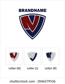 vector illustration of the logo design taken from the initials of the letters N, J  R which are combined to become like a shield and look elegant. good for industrial companies
