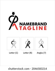 ilustración vectorial del diseño del logotipo tomado de las iniciales de las letras C, R 7 que se combinan en un aspecto humano y elegante. bien para las empresas industriales