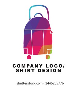 Vector Illustration Logo Design of Travel Suitcase or Luggage with Geometry Polygon Rainbow Color. Graphic Design for Shirt, Background, Template, Layout, Website, Mobile App and More.