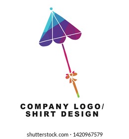 Vector Illustration Logo Design of Umbrella with Geometry Polygon Rainbow Color. Graphic Design for Shirt, Background, Template, Layout, Website, Mobile App and More.