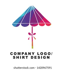 Vector Illustration Logo Design of Umbrella with Geometry Polygon Rainbow Color. Graphic Design for Shirt, Background, Template, Layout, Website, Mobile App and More.