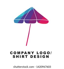 Vector Illustration Logo Design of Umbrella with Geometry Polygon Rainbow Color. Graphic Design for Shirt, Background, Template, Layout, Website, Mobile App and More.