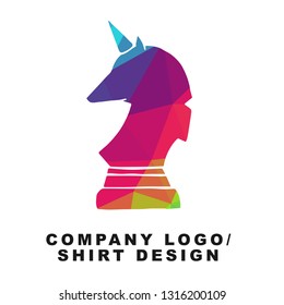 Vector Illustration Logo Design of Unicorn Horse with Geometry Polygon Rainbow Color. Graphic Design for Company, Shirt, Icon and More. 