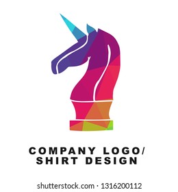 Vector Illustration Logo Design of Unicorn Horse with Geometry Polygon Rainbow Color. Graphic Design for Company, Shirt, Icon and More. 