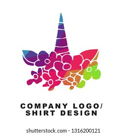 Vector Illustration Logo Design of Unicorn Horse with Geometry Polygon Rainbow Color. Graphic Design for Company, Shirt, Icon and More. 
