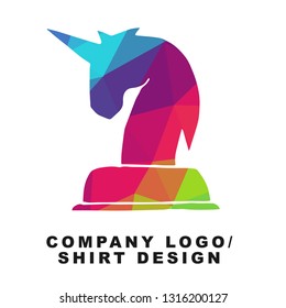 Vector Illustration Logo Design of Unicorn Horse with Geometry Polygon Rainbow Color. Graphic Design for Company, Shirt, Icon and More. 