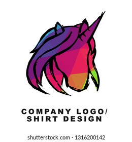 Vector Illustration Logo Design of Unicorn Horse with Geometry Polygon Rainbow Color. Graphic Design for Company, Shirt, Icon and More. 
