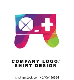 Vector Illustration Logo Design of Video Game Controller with Geometry Polygon Rainbow Color. Graphic Design for Shirt, Apparel, Template, Layout, Website, Mobile App and More.