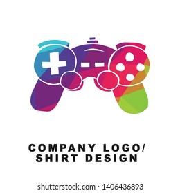 Vector Illustration Logo Design of Video Game Controller with Geometry Polygon Rainbow Color. Graphic Design for Shirt, Apparel, Template, Layout, Website, Mobile App and More.