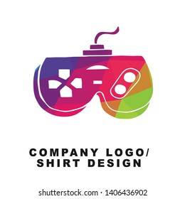 Vector Illustration Logo Design of Video Game Controller with Geometry Polygon Rainbow Color. Graphic Design for Shirt, Apparel, Template, Layout, Website, Mobile App and More.