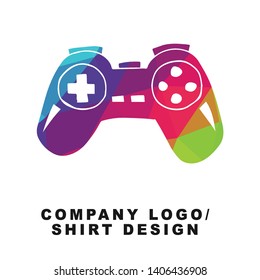 Vector Illustration Logo Design of Video Game Controller with Geometry Polygon Rainbow Color. Graphic Design for Shirt, Apparel, Template, Layout, Website, Mobile App and More.
