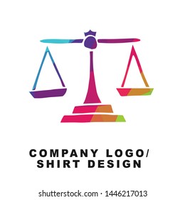 Vector Illustration Logo Design of Weigh Balance Measurement with Geometry Polygon Rainbow Color. Graphic Design for Shirt, Background, Template, Layout, Website, Mobile App and More.