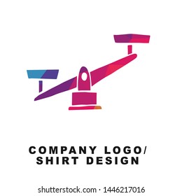 Vector Illustration Logo Design of Weigh Balance Measurement with Geometry Polygon Rainbow Color. Graphic Design for Shirt, Background, Template, Layout, Website, Mobile App and More.