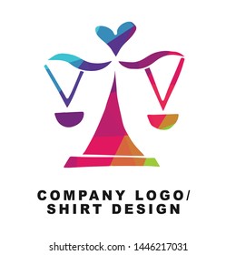 Vector Illustration Logo Design of Weigh Balance Measurement with Geometry Polygon Rainbow Color. Graphic Design for Shirt, Background, Template, Layout, Website, Mobile App and More.