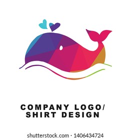 Vector Illustration Logo Design of Whale Animal with Geometry Polygon Rainbow Color. Graphic Design for Shirt, Apparel, Template, Layout, Website, Mobile App and More.