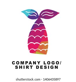 Vector Illustration Logo Design of Whale Tail with Geometry Polygon Rainbow Color. Graphic Design for Shirt, Apparel, Template, Layout, Website, Mobile App and More.