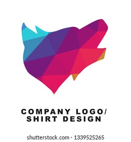 Vector Illustration Logo Design of Wolf Animal with Geometry Polygon Rainbow Color. Graphic Design for Shirt, Apparel, Template, Layout, Website, Mobile App and More. 
