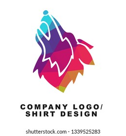 Vector Illustration Logo Design of Wolf Animal with Geometry Polygon Rainbow Color. Graphic Design for Shirt, Apparel, Template, Layout, Website, Mobile App and More. 