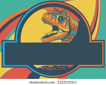 vector illustration of logo dinosaur on colored background