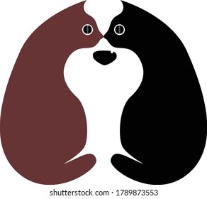 Vector illustration logo dog & cat isolated on white background