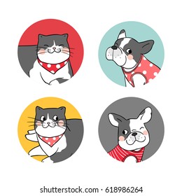 Vector illustration logo of dog cat.