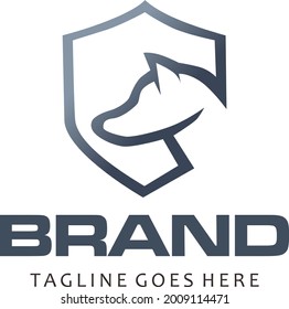 Vector illustration logo dog guard and training brand company isolated on white background