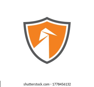 A vector illustration logo of Eagle and shield origami style jutsu