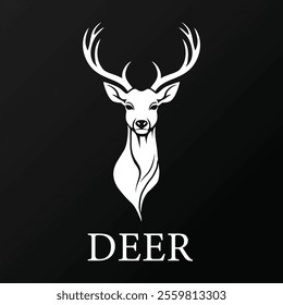 A vector illustration and logo of an elegant deer’s upper half, showcasing graceful antlers and refined details, perfect for wildlife designs, holiday themes, nature-inspired projects, and Christmas.