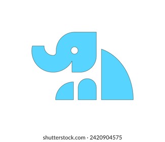 Ilustración vectorial del logotipo con silueta de elefante