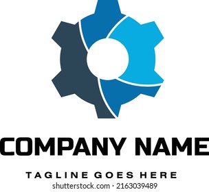 Vector illustration logo emblem gear company symbol isolated on white background