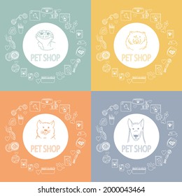 Vector illustration logo, emblem, label design elements for pet shop, vet clinic, animal care and pet supplies.