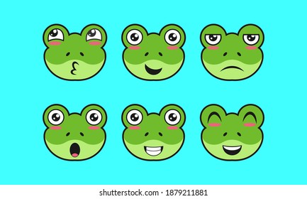 vector illustration of a logo, facial expression, cute animal, pet, frog icon