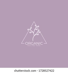 Línea floral del logotipo de la ilustración del vector. Naturaleza/orgánico/concepto/natural.