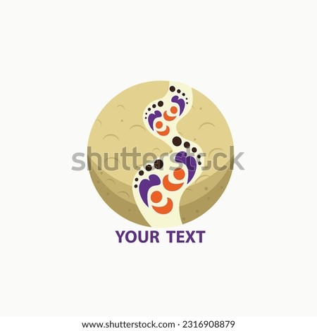 vector illustration logo footprint splitting the moon eps 10