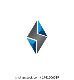 vector illustration. the logo is in the form of a shiny crystal rock lightning. business and consulting