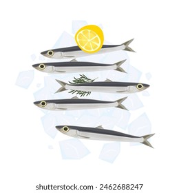 Vector Illustration logo Fresh anchovies