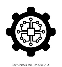 Vector illustration, logo, gear icon. Settings and the chip. Isolated on a white background.