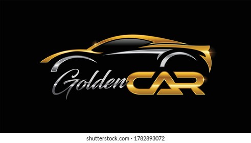 Logo de una ilustración vectorial del logo del coche dorado 