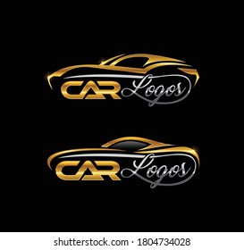 A vector illustration logo of Golden and chrome Car Logo sign 
