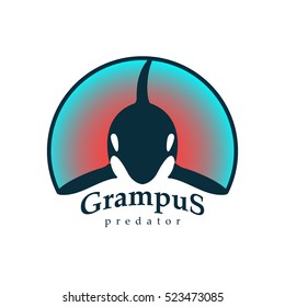 Vector illustration. Logo grampus whale. Isolated white background. Creative abstract colorful.