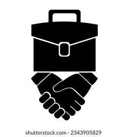Vector illustration, logo, handshake and briefcase icon.