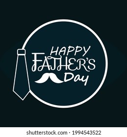 Vector illustration logo of Happy Father’s Day on dark background. Vector illustration