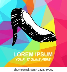 Vector Illustration Logo of Heels Shoes with Geometric Polygon Background for Isolated Graphic Design Outline, Sign, Symbol and more