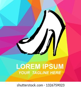 Vector Illustration Logo of Heels Shoes with Geometric Polygon Background for Isolated Graphic Design Outline, Sign, Symbol and more