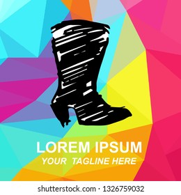 Vector Illustration Logo of Heels Shoes with Geometric Polygon Background for Isolated Graphic Design Outline, Sign, Symbol and more