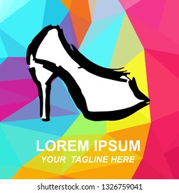 Vector Illustration Logo of Heels Shoes with Geometric Polygon Background for Isolated Graphic Design Outline, Sign, Symbol and more