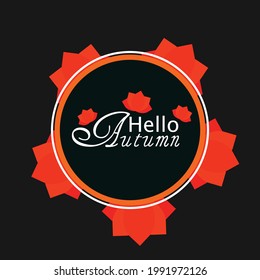 Logo de la ilustración vectorial de Hello otoño en fondo negro. Ilustración del vector