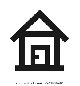 Vektorgrafik, Logo, Haussymbol, Gebäude. Einzeln auf weißem Hintergrund.	