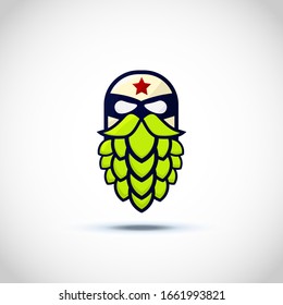 vector illustration logo icon character beer beard hops man head